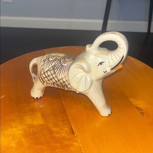 Handcrafted Elephant Figurine in Cream and Brown
